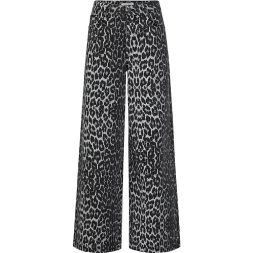 Leopard Wide Leg Pants , Damen, Größe: L - Co'Couture - Modalova