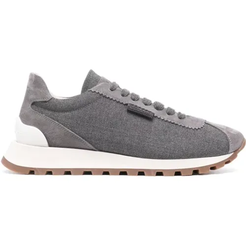 Braune Sneakers mit Monili-Dekoration - BRUNELLO CUCINELLI - Modalova