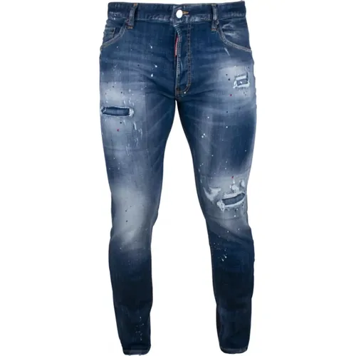 Blaue Baumwoll-Skater-Jeans , Herren, Größe: 2XL - Dsquared2 - Modalova