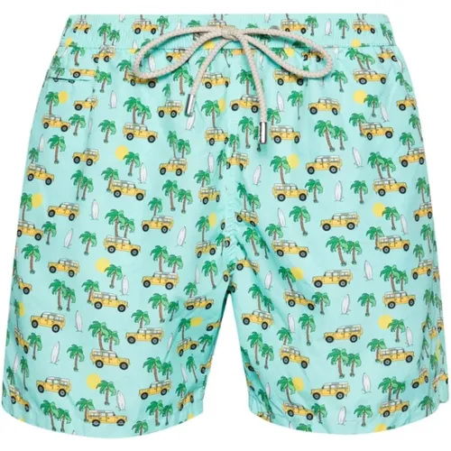 Turquoise Sea Clothing with Car Pattern , male, Sizes: S - MC2 Saint Barth - Modalova