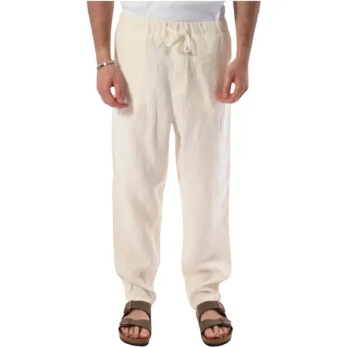 Straight Leg Linen Pants , male, Sizes: L, S, XL - 120% lino - Modalova