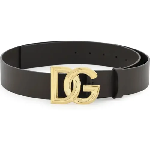 Lux Leather Belt with DG Buckle , male, Sizes: 95 CM - Dolce & Gabbana - Modalova