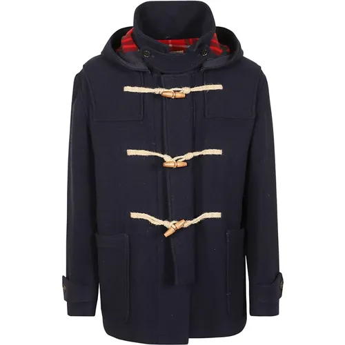 Marineblauer Woll-Dufflecoat mit abnehmbarer Kapuze , Herren, Größe: 3XS - Baracuta - Modalova