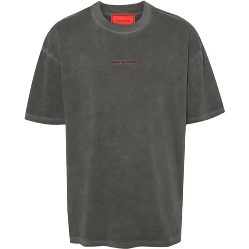 Grey Cotton Logo T-shirt , male, Sizes: XS - Vision OF Super - Modalova