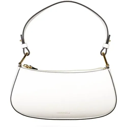 Weiße Lederhandtasche mit Reißverschluss , Damen, Größe: ONE Size - Coccinelle - Modalova
