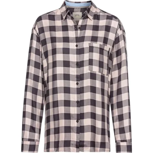 Plaid Viscose Blouse , female, Sizes: XS, XL, 2XL, M, L - camel active - Modalova