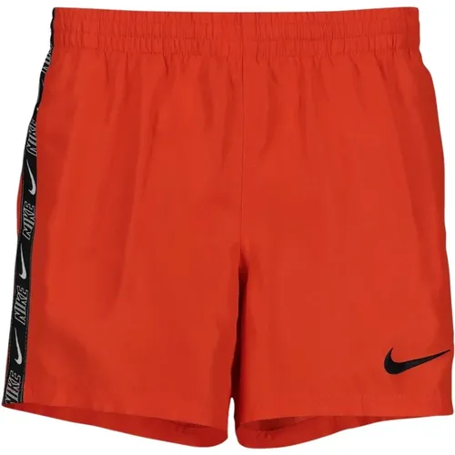 Schwarze und rote Logo-Badeshorts - Nike - Modalova