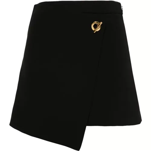 Schwarze Hose mit Lagen-Design und T-Bar Verschluss , Damen, Größe: S - Moschino - Modalova