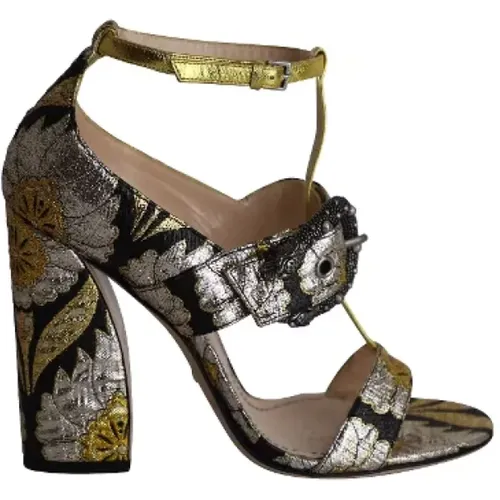 Pre-owned Multicolored Silk Sandals , female, Sizes: 6 1/2 UK - Gucci Vintage - Modalova