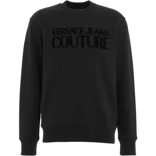 Logo Flock Sweater Schwarz , Herren, Größe: 2XL - Versace Jeans Couture - Modalova