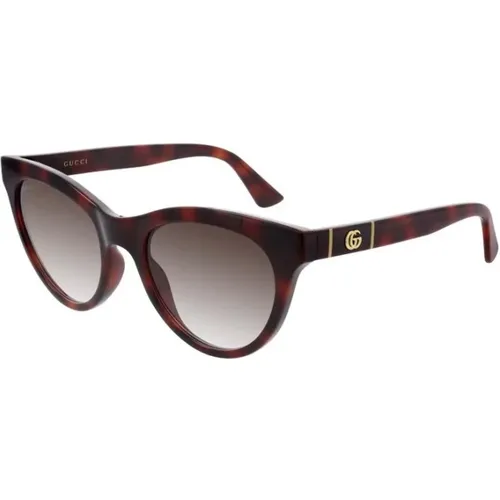 Braune Havana Sonnenbrille , Damen, Größe: 53 MM - Gucci - Modalova