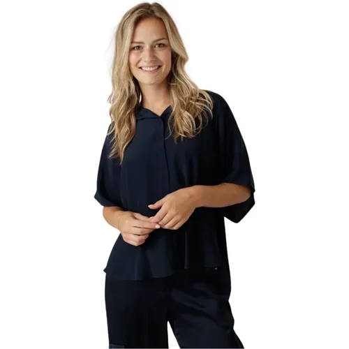 Blaue Bluse mit Verdeckter Knopfleiste , Damen, Größe: 3XS - Ottod'Ame - Modalova