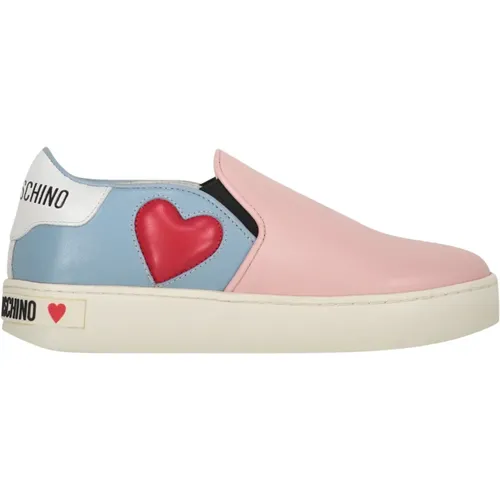 Lässige Slip-On Sneakers mit Kontrastierenden Einsätzen , Damen, Größe: 37 EU - Love Moschino - Modalova