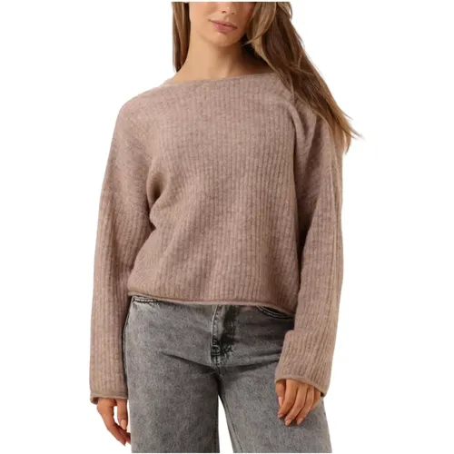 Brauner Strickpullover mit offenem Rücken , Damen, Größe: XL - Second Female - Modalova