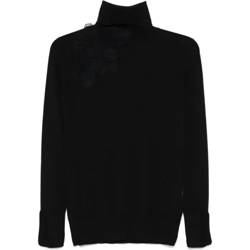 Schwarzer Merinowollstrickpullover , Damen, Größe: S - Ermanno Scervino - Modalova