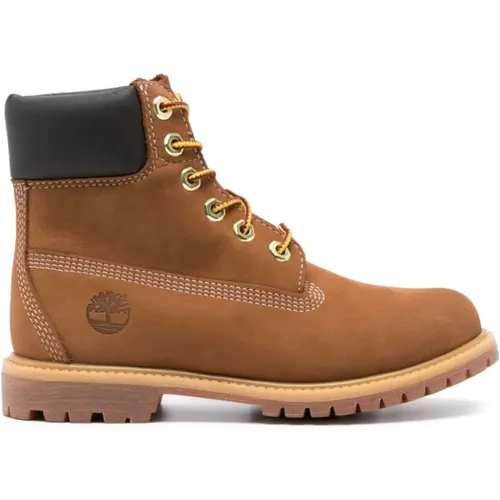 Braune Leder Wasserdichte Schnürstiefel , Damen, Größe: 36 1/2 EU - Timberland - Modalova