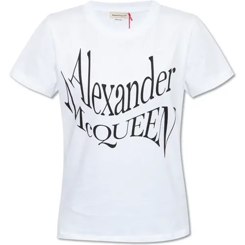 T-Shirt mit Logo , Damen, Größe: 2XS - alexander mcqueen - Modalova