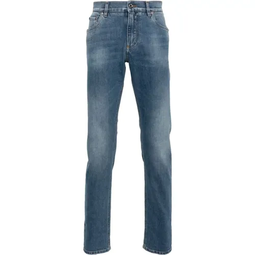 Indigo Blaue Slim Fit Jeans , Herren, Größe: XL - Dolce & Gabbana - Modalova