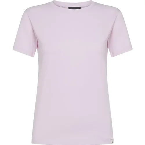 Lilac Cotton T-shirt with Logo Label , female, Sizes: L - Peuterey - Modalova