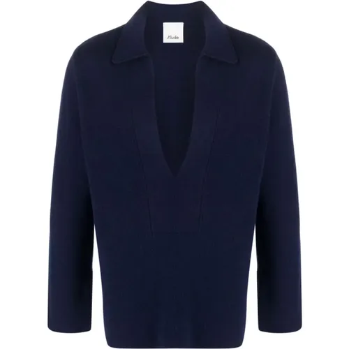 Indigo Wool-Cashmere Sweater , female, Sizes: L - allude - Modalova