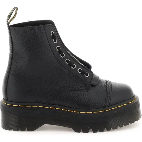 Genarbte Lederkampfstiefel mit Reißverschluss , Damen, Größe: 38 EU - Dr. Martens - Modalova