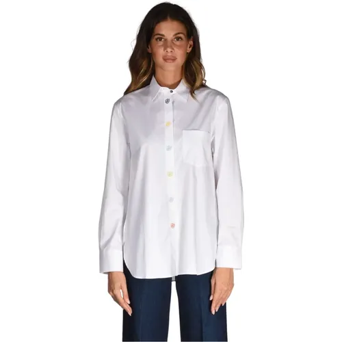 Floral Long Sleeve Shirt with Italian Collar , female, Sizes: 2XL, XL, L - PS By Paul Smith - Modalova