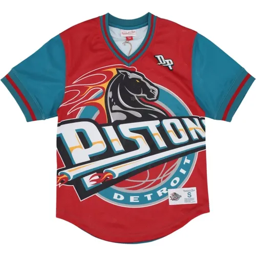 Detroit Pistons Mesh V-neck Jersey , Herren, Größe: L - Mitchell & Ness - Modalova