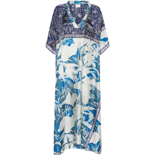 Blue Printed Silk Caftan Dress , female, Sizes: ONE SIZE - Pierre-Louis Mascia - Modalova