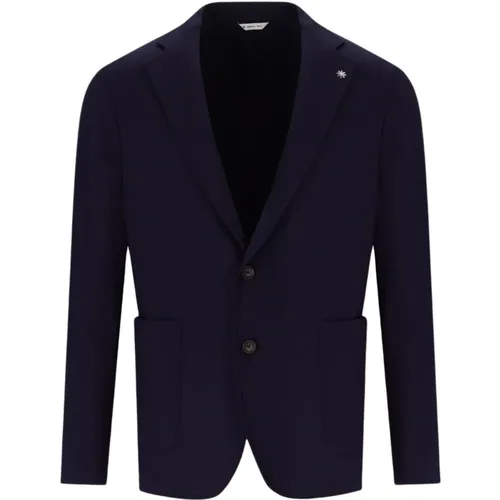 Blaue Einreiher-Jacke mit Reverskragen , Herren, Größe: XL - Manuel Ritz - Modalova