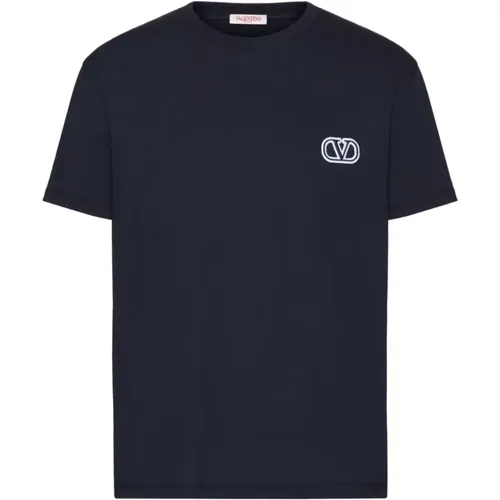 Blaues VLogo Signature Baumwoll-T-Shirt , Herren, Größe: 3XL - Valentino Garavani - Modalova