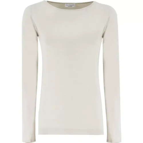 Cashmere Lurex Boat Neck Sweater , female, Sizes: S, L - BRUNELLO CUCINELLI - Modalova