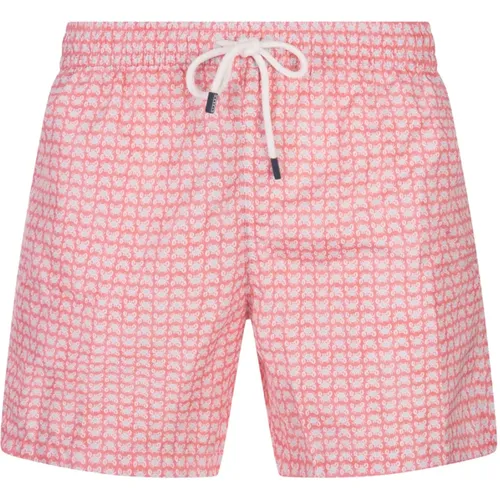 Pink Crab Pattern Swim Shorts , male, Sizes: 2XL, XL - Fedeli - Modalova