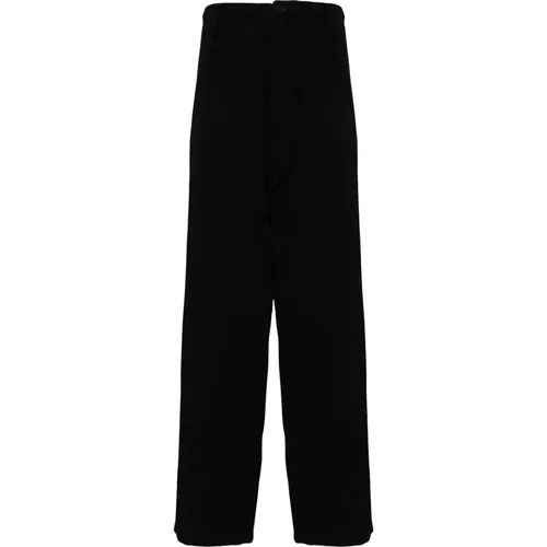 Wool Drop Crotch Trousers , male, Sizes: L - Yohji Yamamoto - Modalova