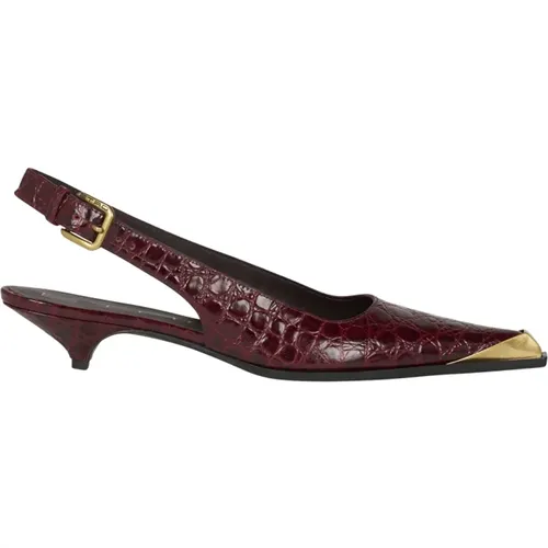 Burgundy Crocodile Print Heel Sandals , female, Sizes: 6 UK, 4 UK - ETRO - Modalova