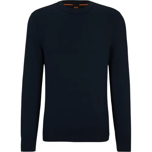 Blauer Pullover mit Besticktem Logo , Herren, Größe: L - Hugo Boss - Modalova
