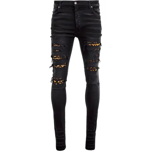 Leopard Denim Slim-Fit Jeans , Herren, Größe: W31 - Amiri - Modalova