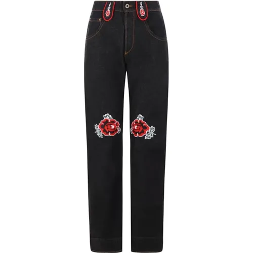 Straight Leg Floral Embroidered Jeans , female, Sizes: W27 - Molly Goddard - Modalova