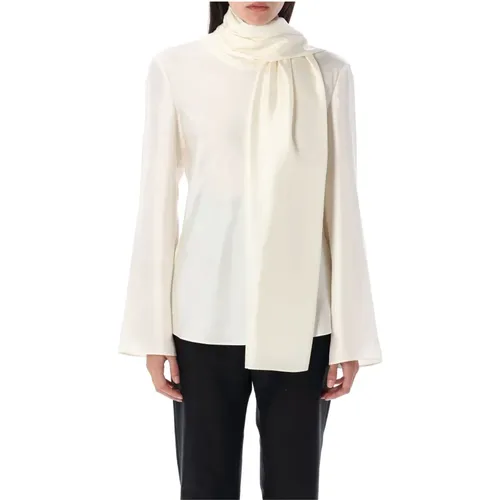 Silk Foulard Top Cream Aw24 , female, Sizes: M - Róhe - Modalova