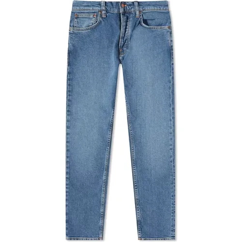 Slim Fit Straight Leg Bio-Denim Jeans , Herren, Größe: W34 - Nudie Jeans - Modalova