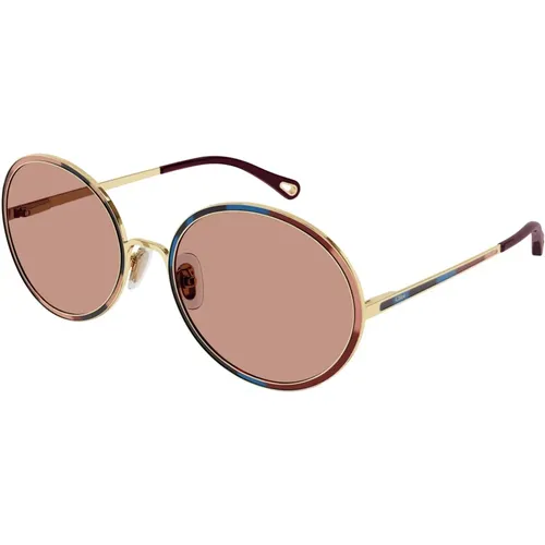 Shiny Classic Gold Sunglasses Ch0100S , female, Sizes: 60 MM - Chloé - Modalova