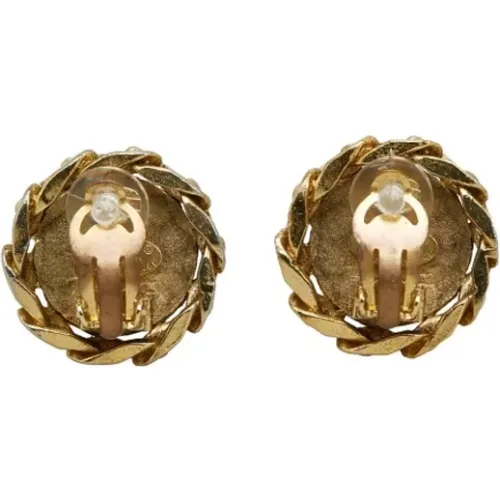 Pre-owned Gold Metal Coco Stud Earrings , female, Sizes: ONE SIZE - Chanel Vintage - Modalova