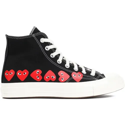 Schwarze Multi Heart Ct70 Hi Top , Damen, Größe: 39 EU - Comme des Garçons Play - Modalova