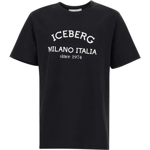Schwarzes Herren T-Shirt mit Logo-Print , Herren, Größe: XL - Iceberg - Modalova