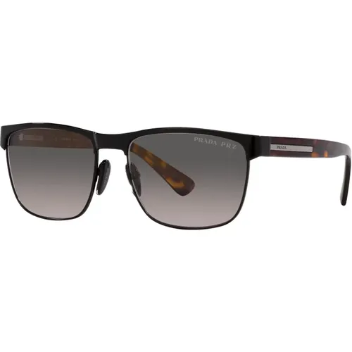Schwarz/Grau Getönte Sonnenbrille , Herren, Größe: 58 MM - Prada - Modalova