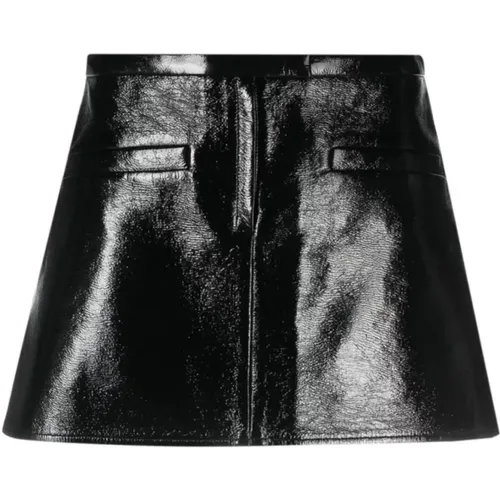 Double slits vinyl mini skirt , female, Sizes: S, XS - Courrèges - Modalova