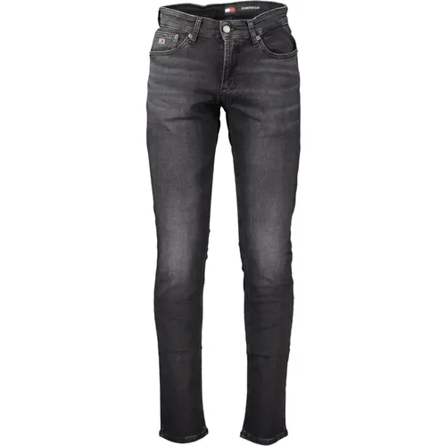 Schwarze Denim Jeans Slim Fit , Herren, Größe: W30 L32 - Tommy Hilfiger - Modalova