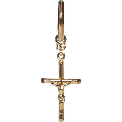 Golden Cross Pendant Earrings , male, Sizes: ONE SIZE - Dolce & Gabbana - Modalova