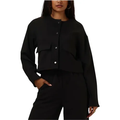 Schwarze Jacke für modebewusste Frauen , Damen, Größe: XS - Moves - Modalova