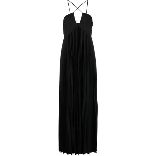 Schwarzes Plissiertes Kleid mit Aussparungen , Damen, Größe: L - P.a.r.o.s.h. - Modalova