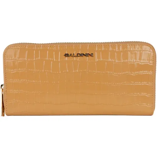 Croco Print Leather Wallet Zip Closure , female, Sizes: ONE SIZE - Baldinini - Modalova